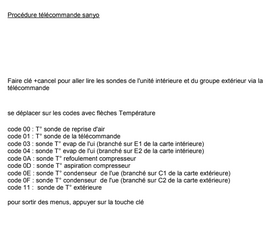 lecture de sonde télécommande Sanyo