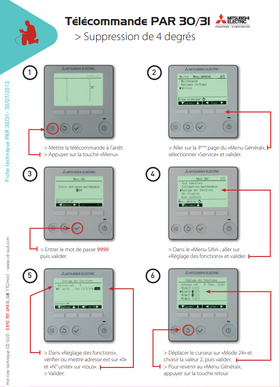 réglage télécommande filaire Mitsubishi